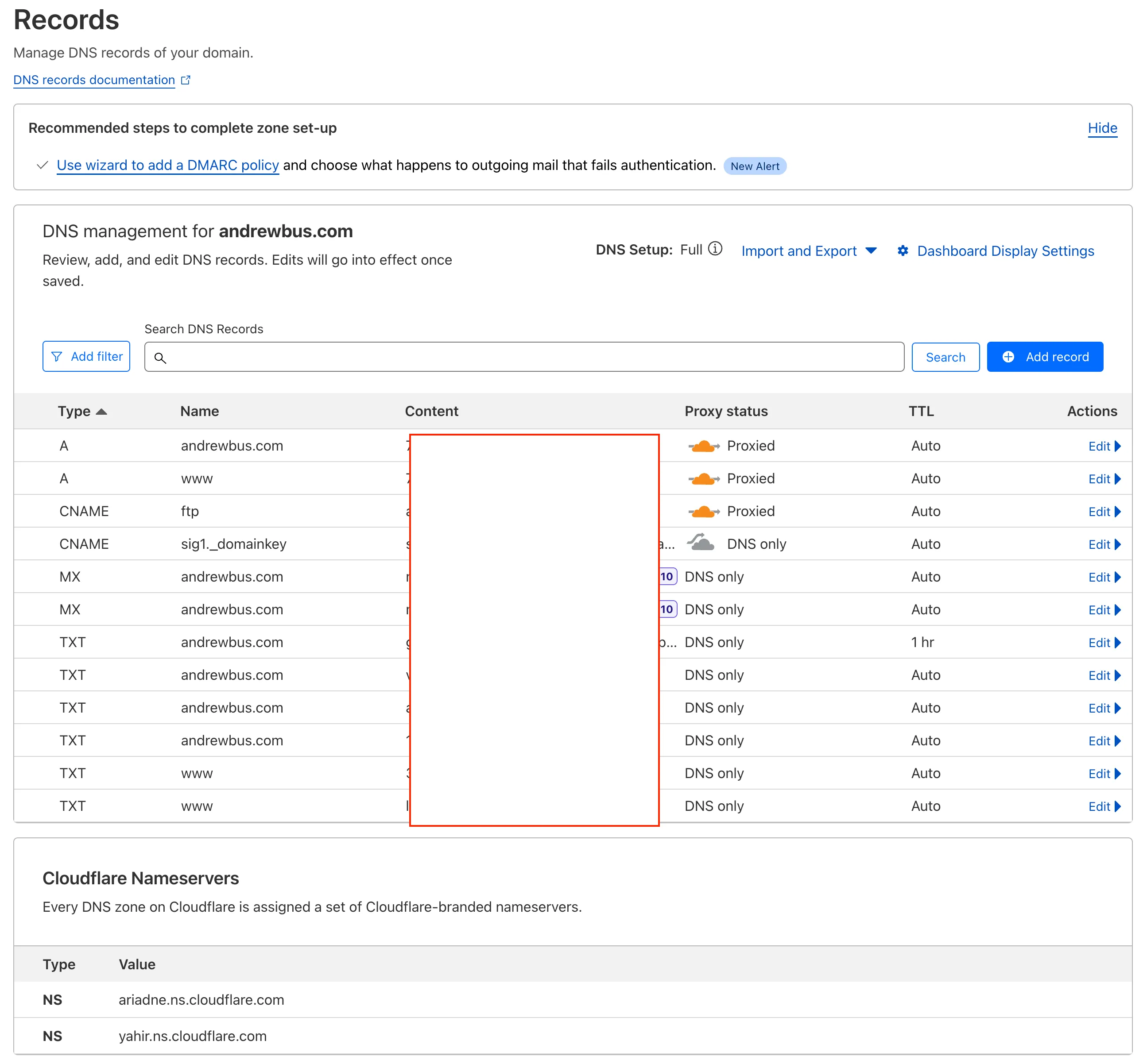 CloudFlare DNS Panel